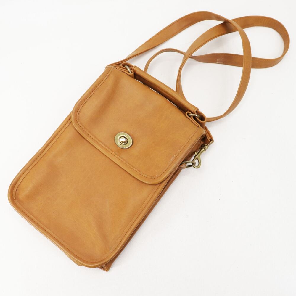 Vtg Jackson Crossbody Handbag Women S Brown Organizer PVC Purse Shoulder Bag